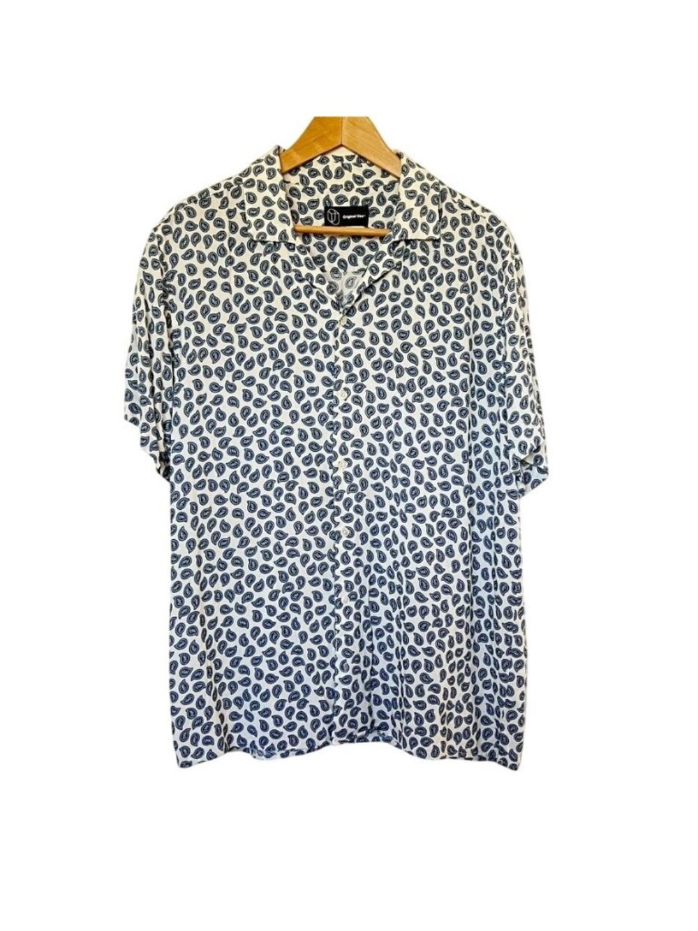 Original Use Mens Sz L Paisely Short Sleeve Button Up Retro Lightweight Office